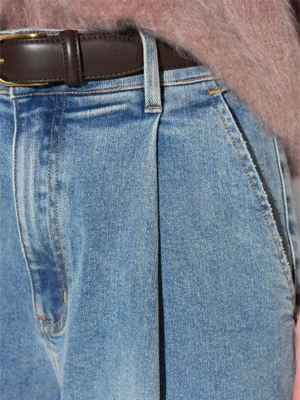 Paperbag Jeans Dames Steekzakken Barrel Balti Blauw 114
