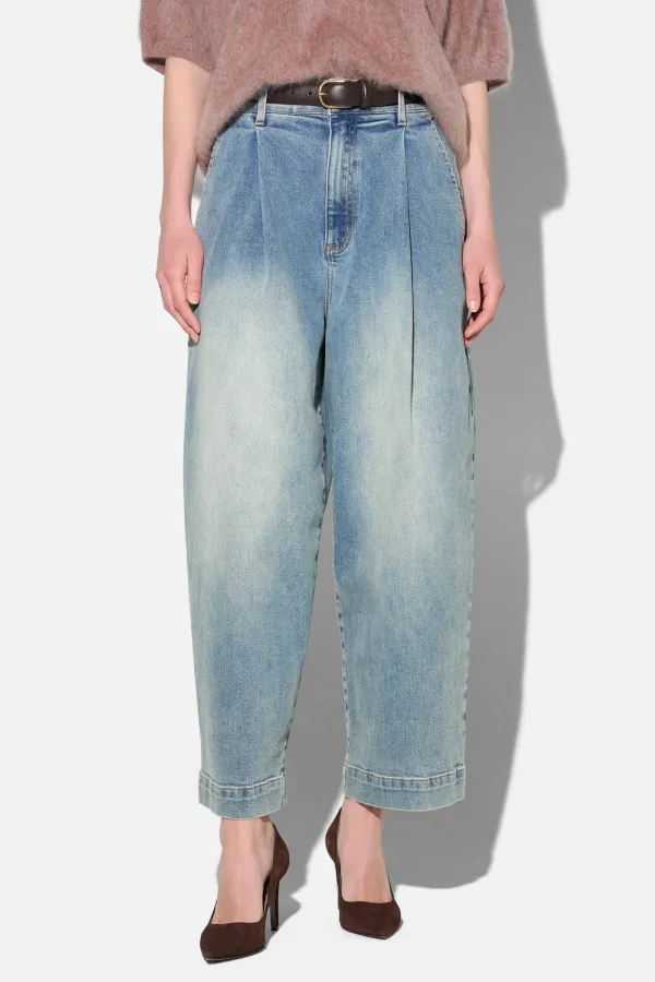 Paperbag Jeans Dames Steekzakken Barrel Balti Blauw 114