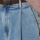 Paperbag Jeans Dames Steekzakken Barrel Balti Blauw 114