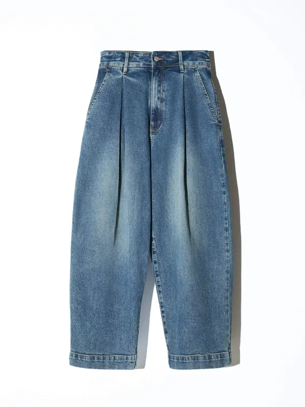 Paperbag Jeans Dames Steekzakken Barrel Balti Blauw 357