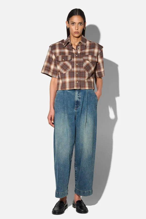Paperbag Jeans Dames Steekzakken Barrel Balti Blauw 357