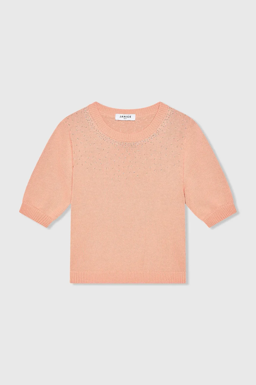 Peach Katoenen Dames Truitje Met Steentjes Barret
