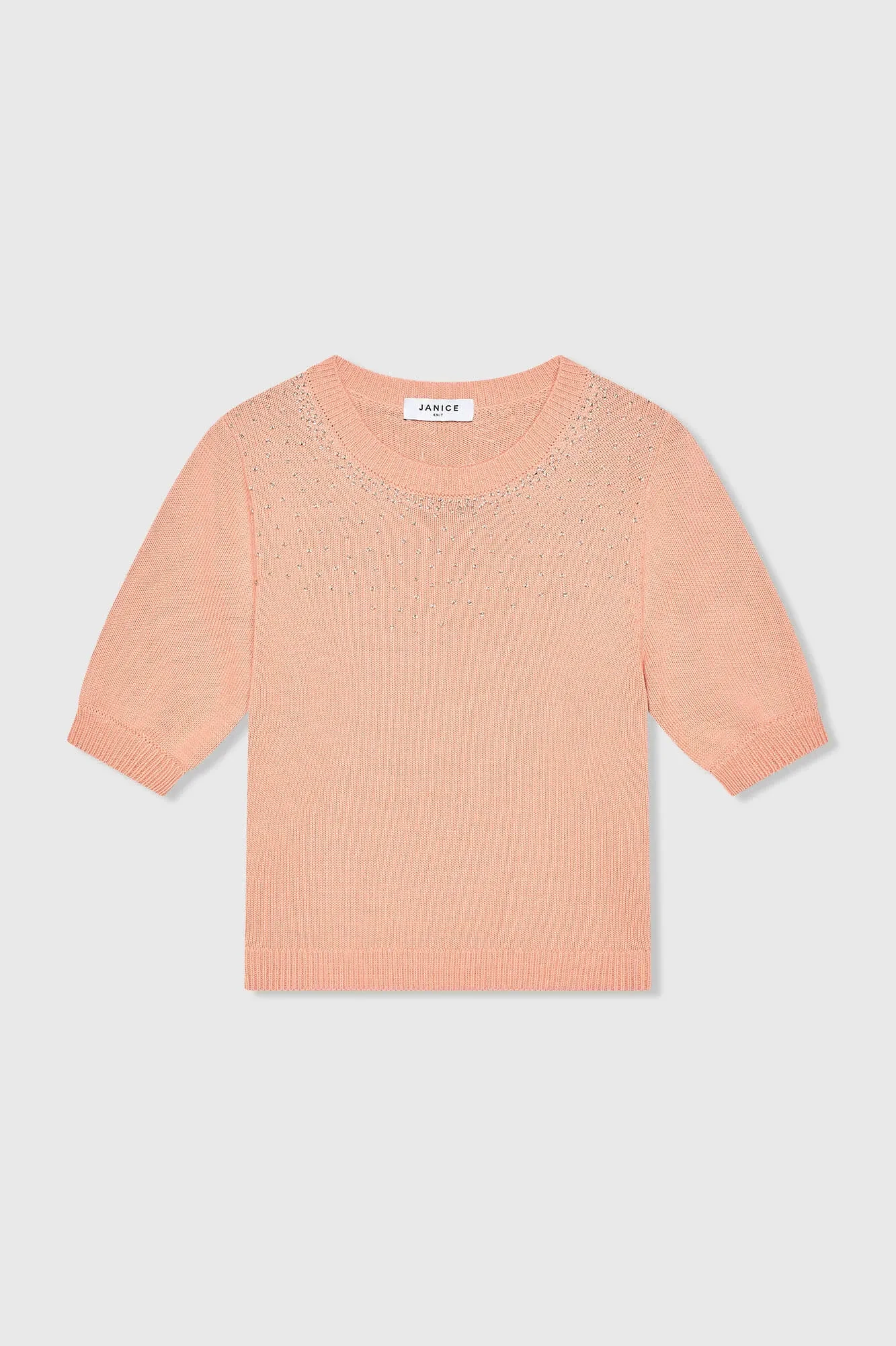 Peach Baumwoll-Damenpullover mit Strasssteinen von Barret