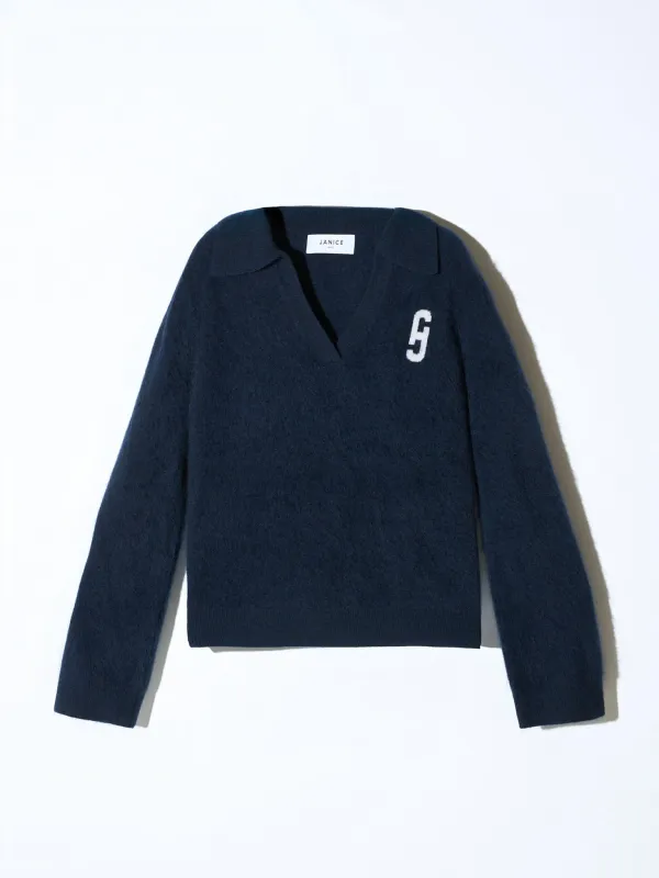 Polo Hals Dames Trui Merino Wol Cashmere Resort Blauw