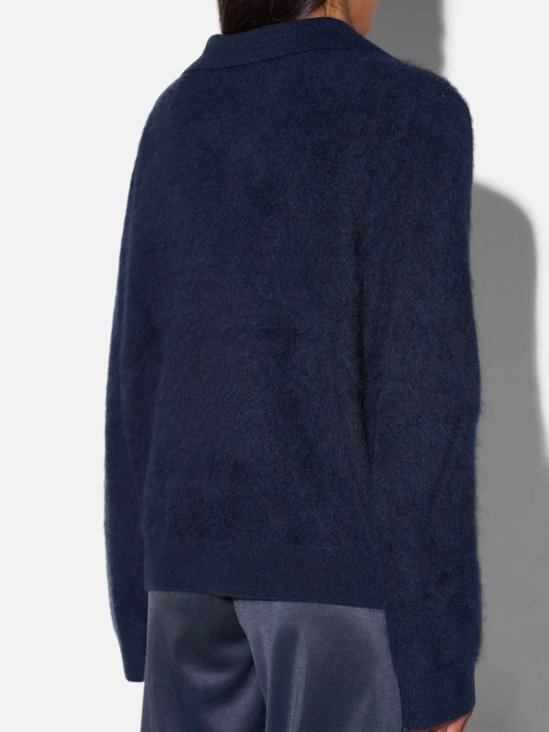 Polo Hals Dames Trui Merino Wol Cashmere Resort Blauw