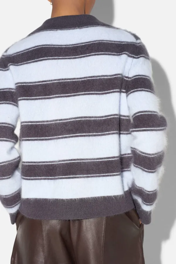 Polo Hals Dames Trui Merino Wol Cashmere Resort Blauw Strepen