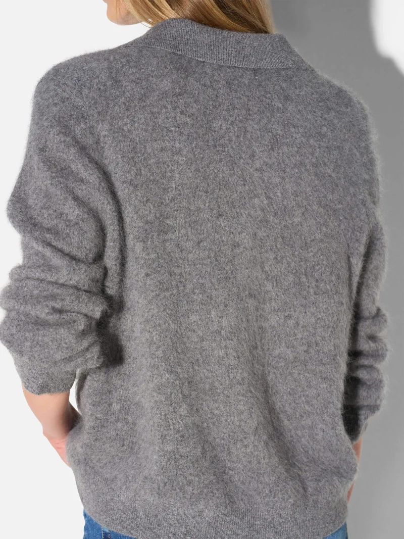 Polo Hals Dames Trui Merino Wol Cashmere Resort Grijs
