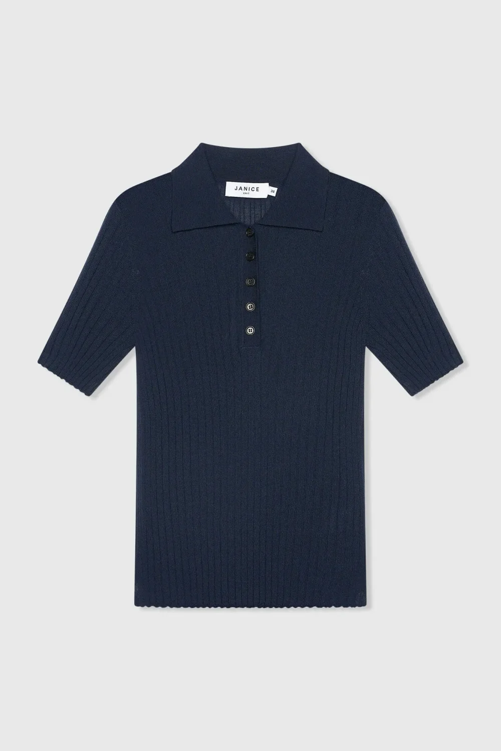 Polo-Pullover aus gestrickter Merinowolle, Kian, Marineblau