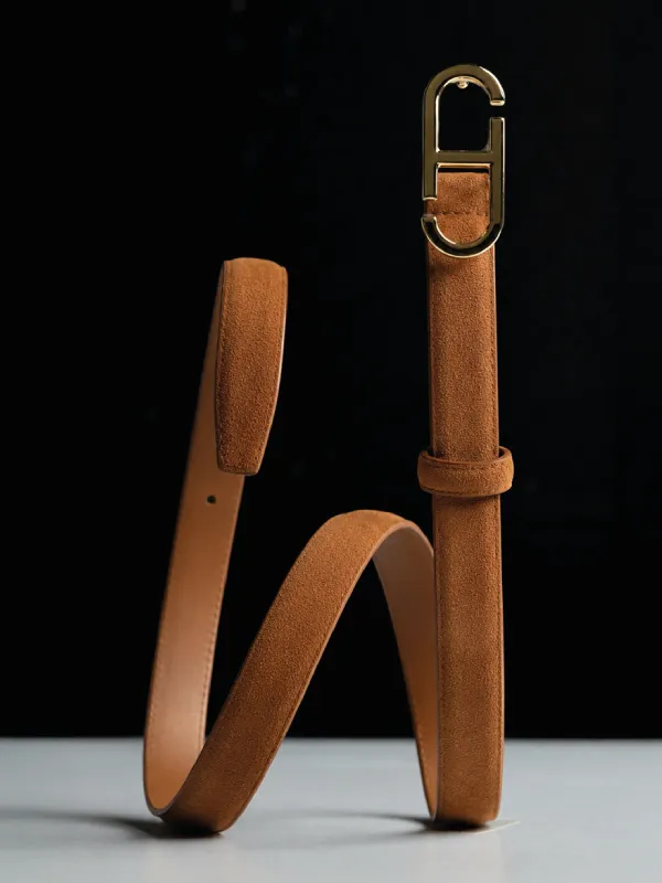 Leren Dames Riem Taupe Trophy Goud Suede