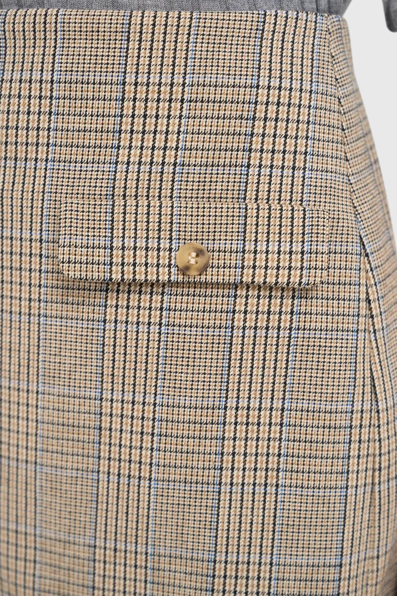Short Checkered Skirt, Beige