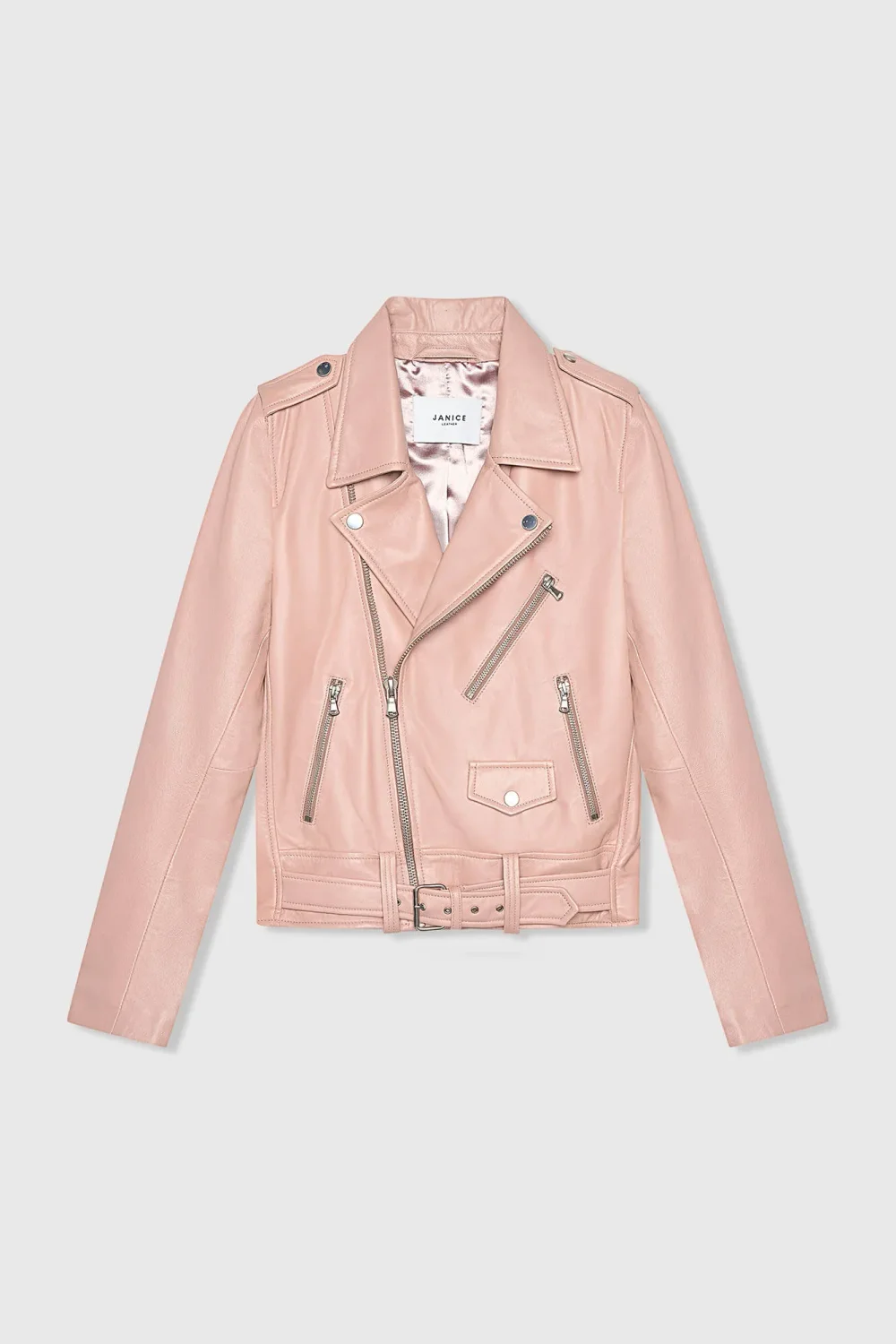Rosa Leder-Bikerjacke von Burke