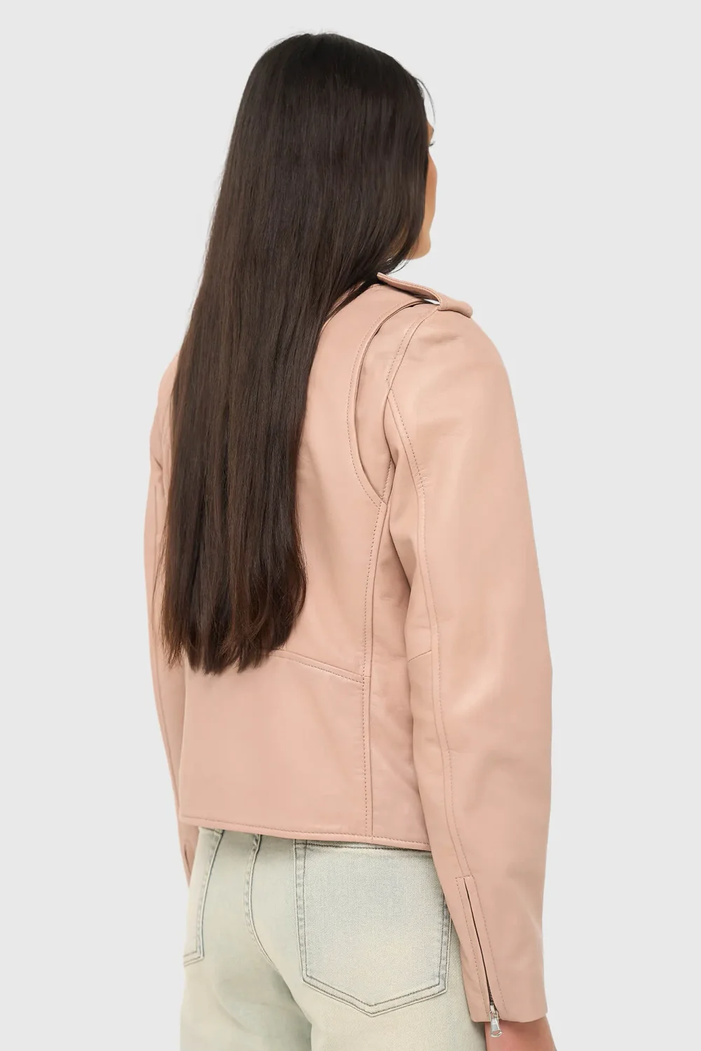 Rosa Leder-Bikerjacke von Burke