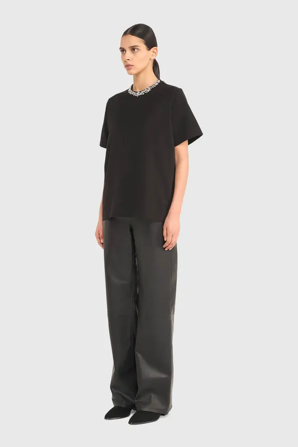 Damen-Shirt mit Strasssteinen, Rock, schwarz
