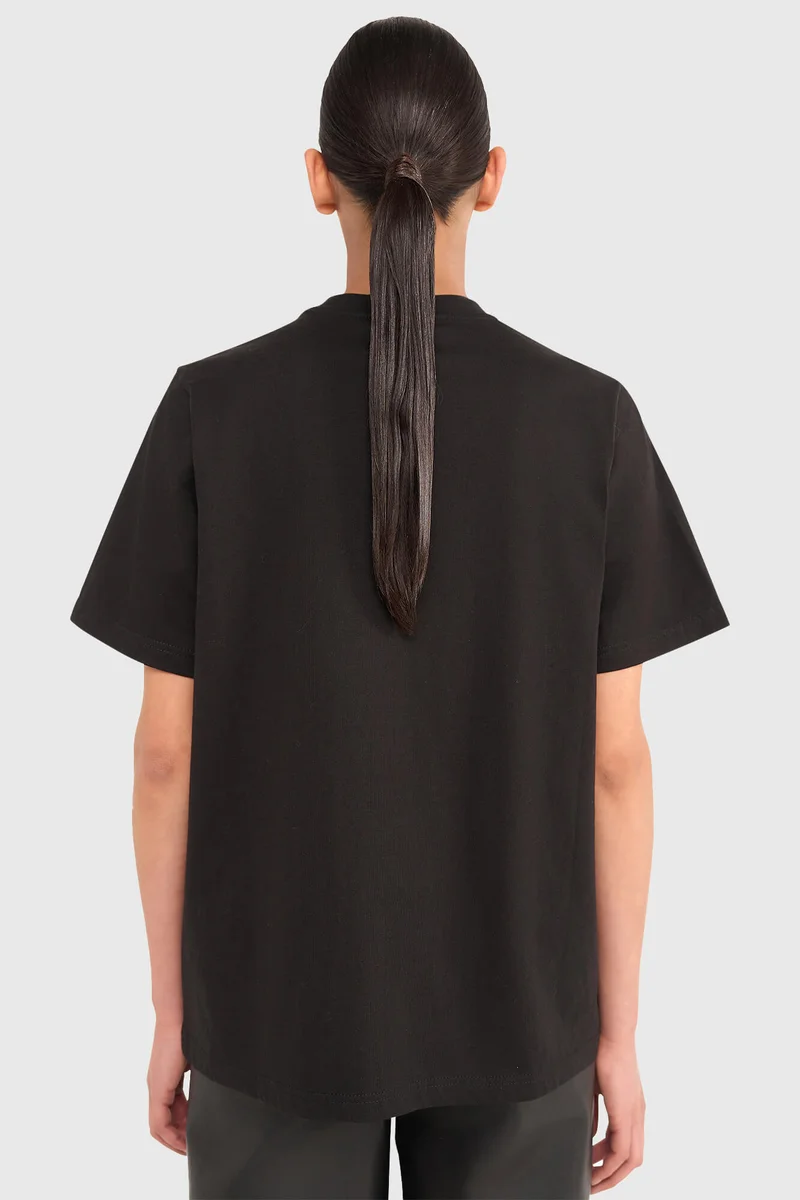 Damen-Shirt mit Strasssteinen, Rock, schwarz