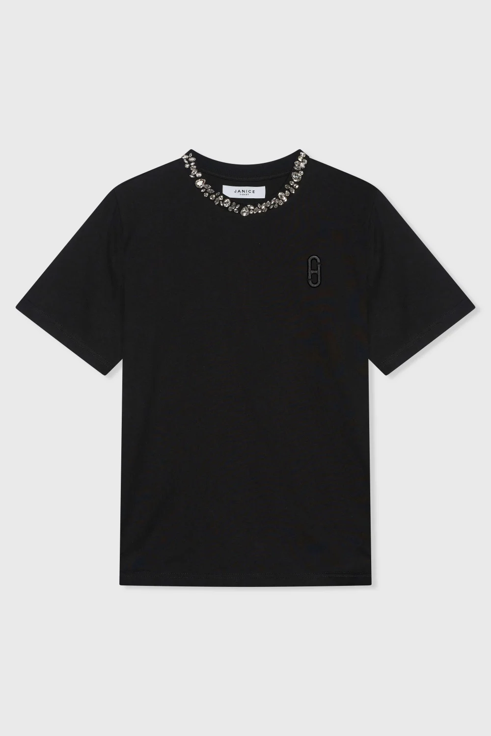 Damen-Shirt mit Strasssteinen, Rock, schwarz