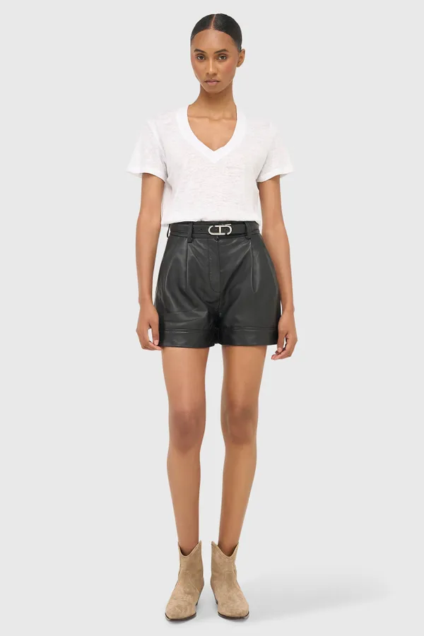 Damen-Shorts aus Leder, Modell „Arthur“, schwarz