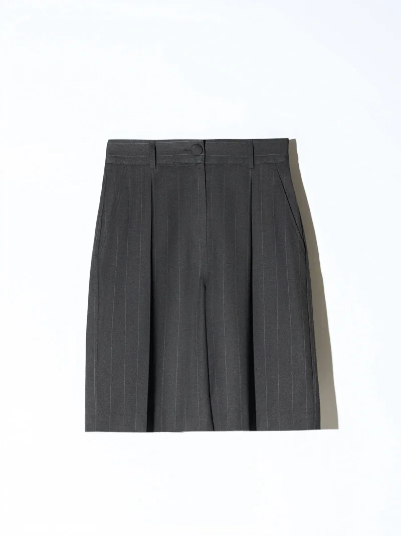 Shorts Broek Dames Rechte Pijp Zwart Krijtstreep Lou
