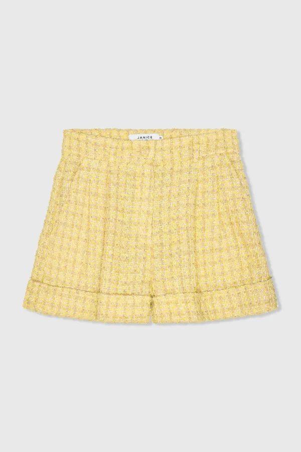 Damen-Shorts aus Tweed, Modell „Arthur“, gelb