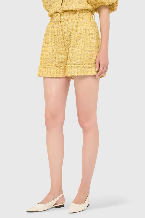 Damen-Shorts aus Tweed, Modell „Arthur“, gelb