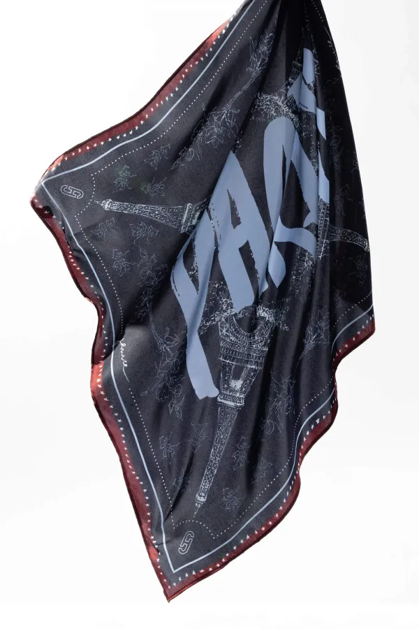 Zijden Sjaal Dames Effron Paris Blauw