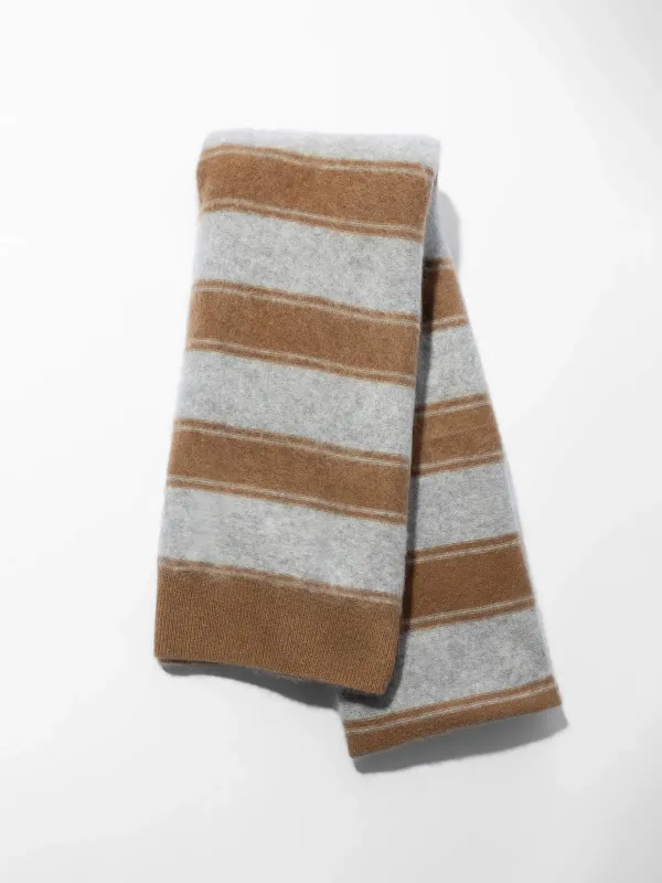 Brushed Merino Wol Dames Sjaal Santos Camel Grijs