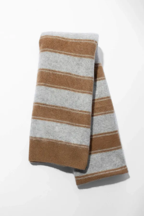Brushed Merino Wol Dames Sjaal Santos Camel Grijs