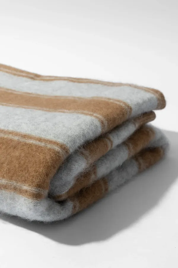 Brushed Merino Wol Dames Sjaal Santos Camel Grijs