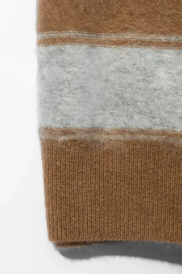 Brushed Merino Wol Dames Sjaal Santos Camel Grijs