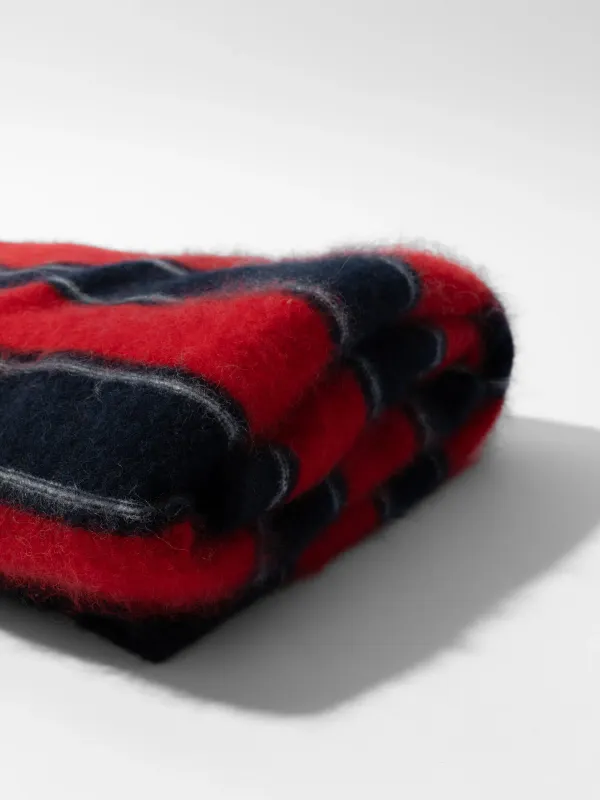Brushed Merino Wol Dames Sjaal Santos Rood Blauw