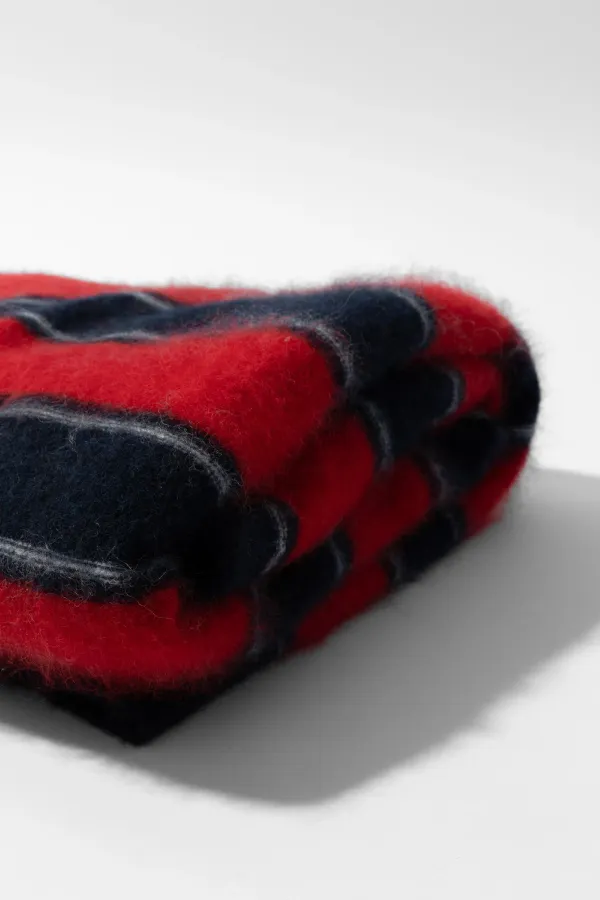 Brushed Merino Wol Dames Sjaal Santos Rood Blauw