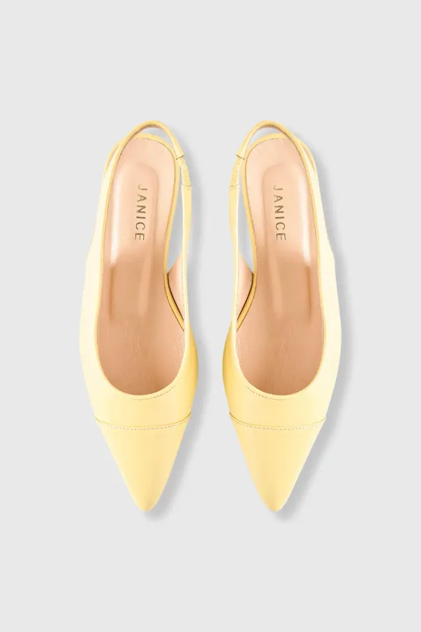 Women's Leather Slingback Shoe, Alain Yellow
