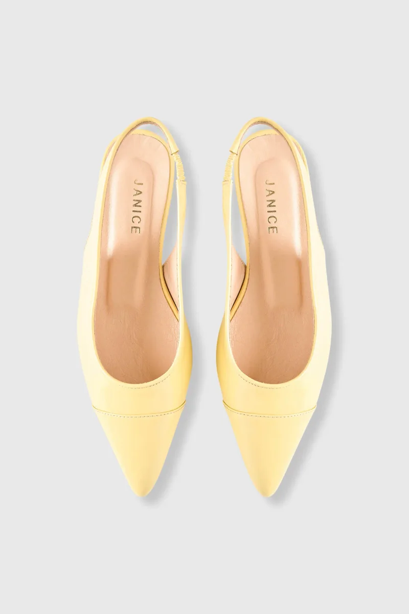 Women's Leather Slingback Shoe, Alain Yellow