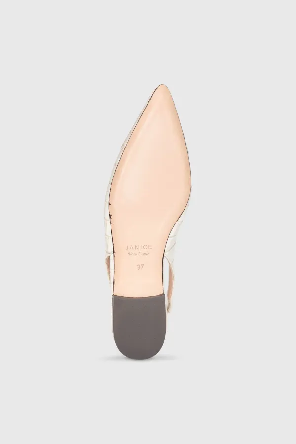 Slingback Dames Schoen Leer Alain Off White Croco