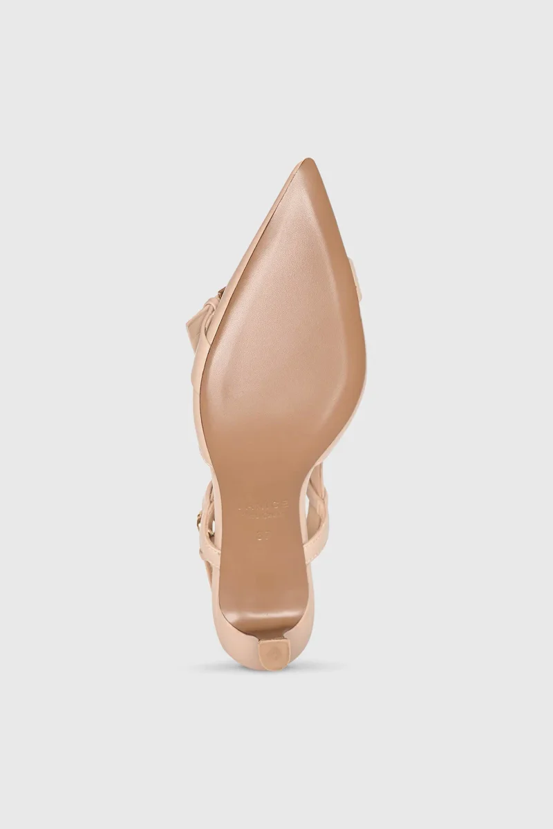 Slingbacks Dames Leer Hakje Beige Elio