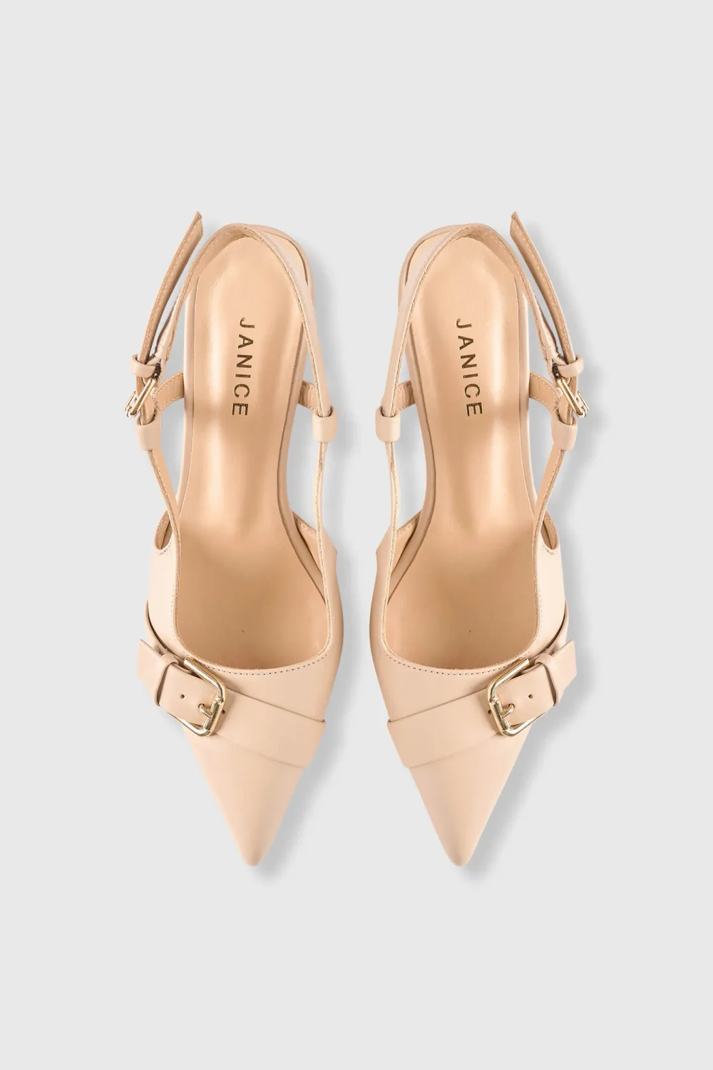 Slingbacks Dames Leer Hakje Beige Elio