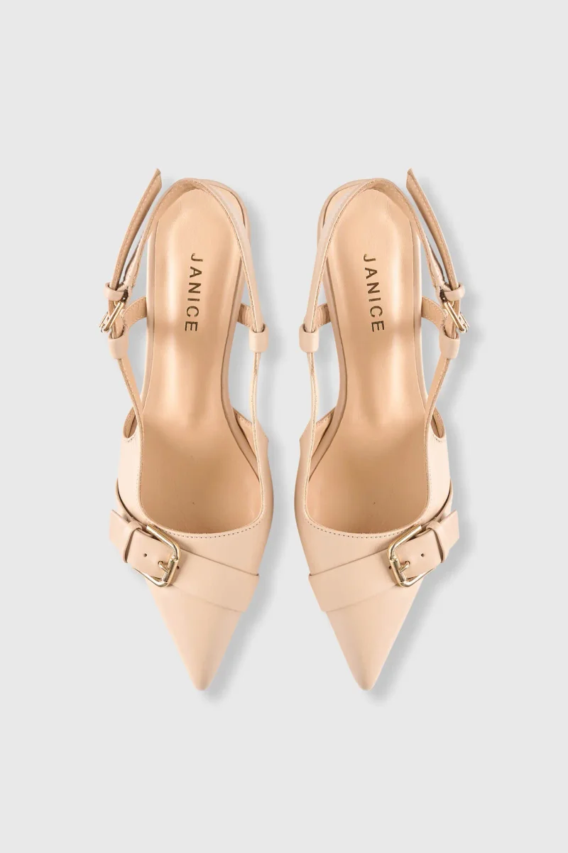 Slingbacks Dames Leer Hakje Beige Elio