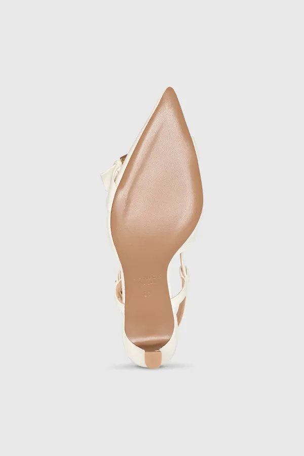 Slingbacks für Damen aus Leder mit Absatz, Modell Elio, Off-White