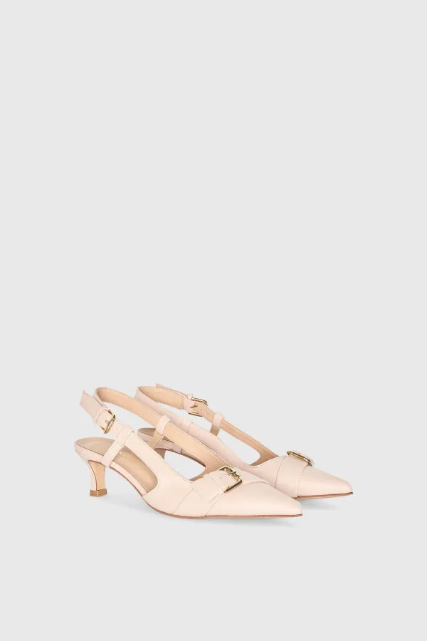 Slingbacks Dames Leer Hakje Beige Elio