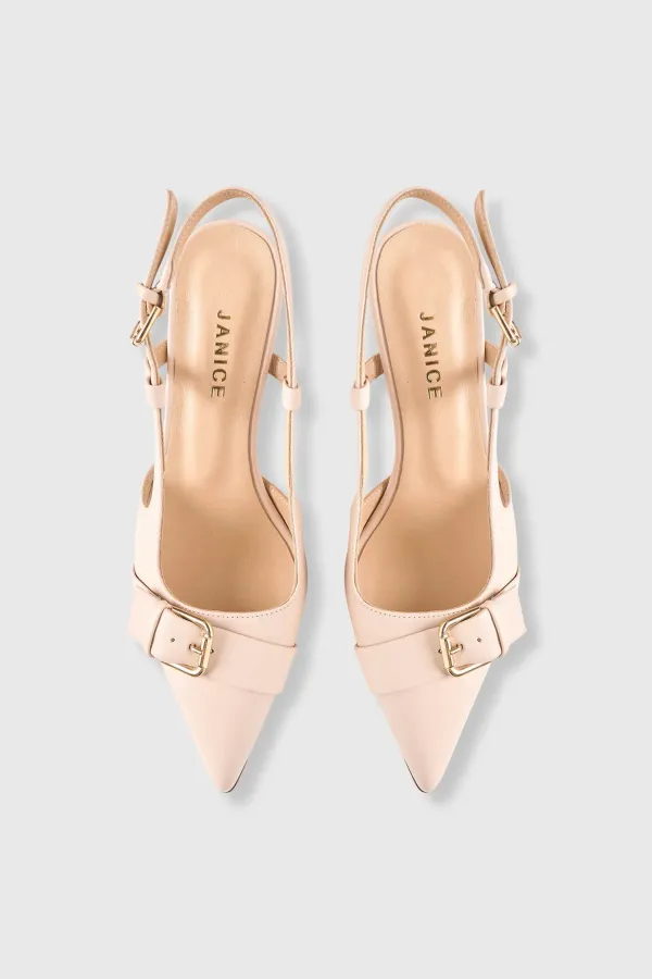 Slingbacks Dames Leer Hakje Roze Elio