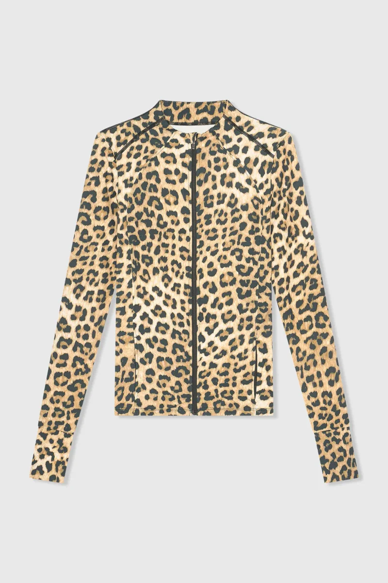 Women's Sports Vest Jacket with Leopard Print, Texas