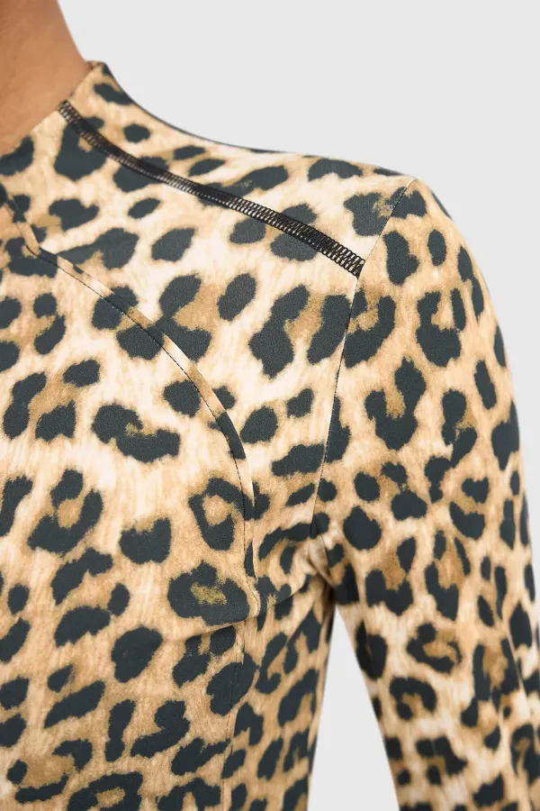 Women's Sports Vest Jacket with Leopard Print, Texas