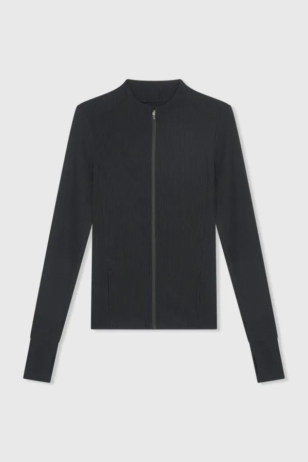 Sport Vest Jasje Dames Zwart Rib Texas