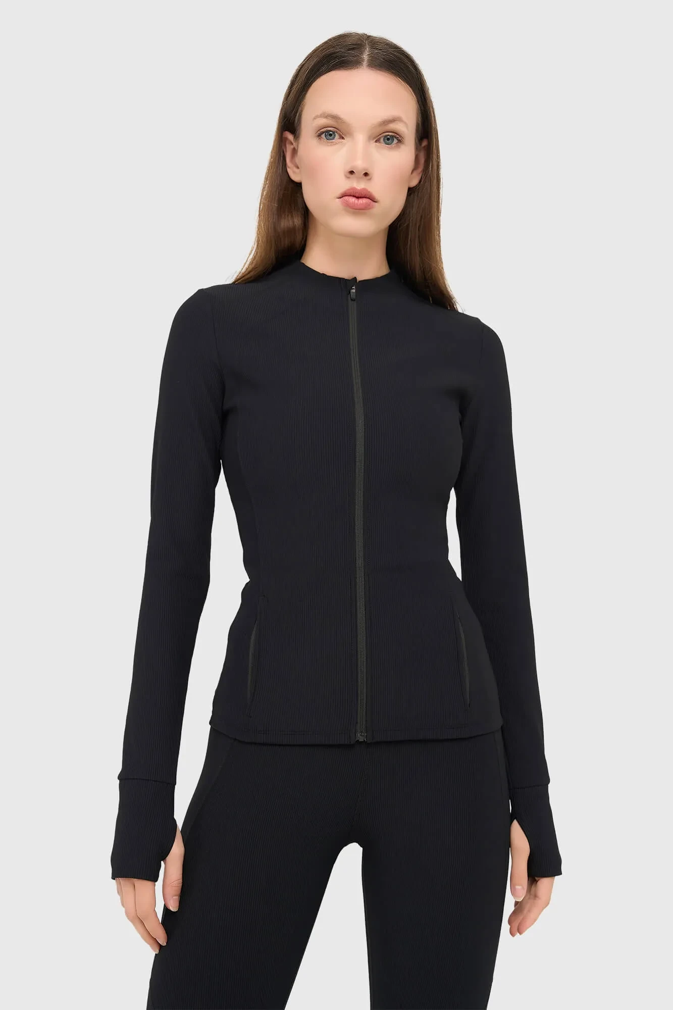 Sportjacke für Damen, schwarz, gerippt, Texas