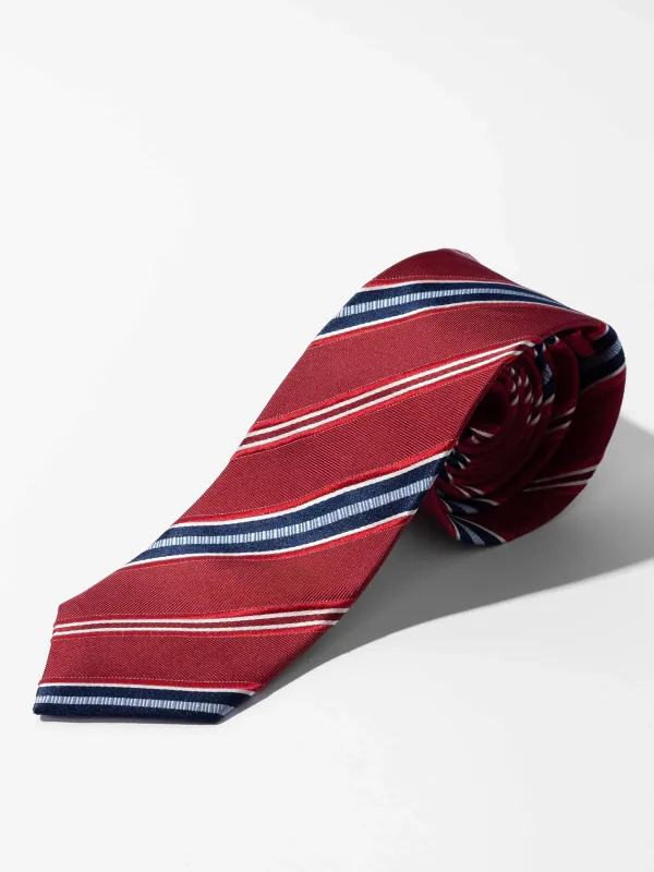 Stropdas Zijde Rood Blauw Strepen Sir