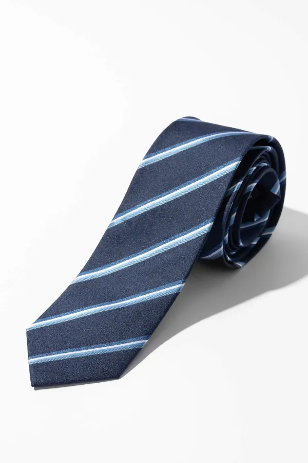 Stropdas Zijde Blauw Strepen Sir