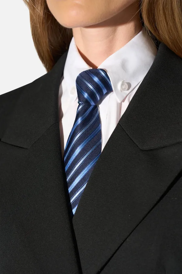 Stropdas Zijde Blauw Strepen Sir