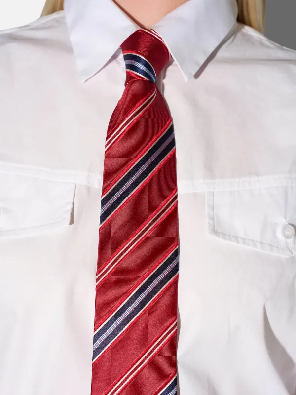 Stropdas Zijde Rood Blauw Strepen Sir