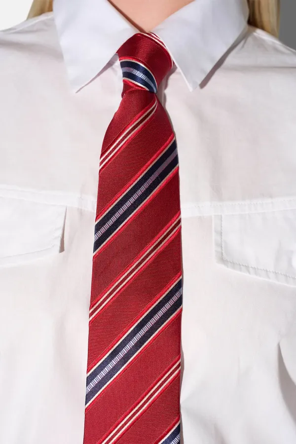 Stropdas Zijde Rood Blauw Strepen Sir