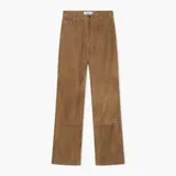 Leren Broek Dames Suede Rechte Pijp Jason Cognac