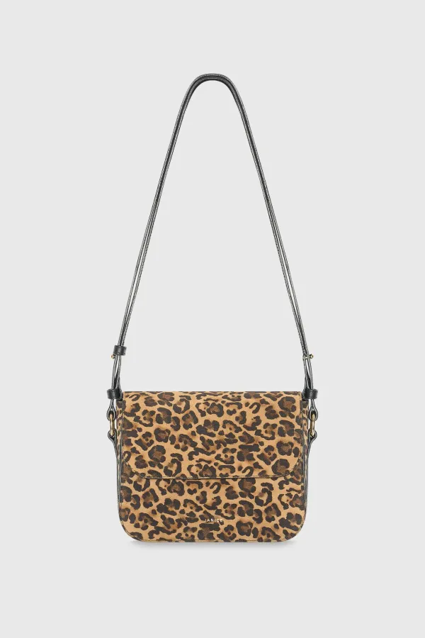 Lederhandtasche für Damen Elias mit Leopardenmuster aus Wildleder